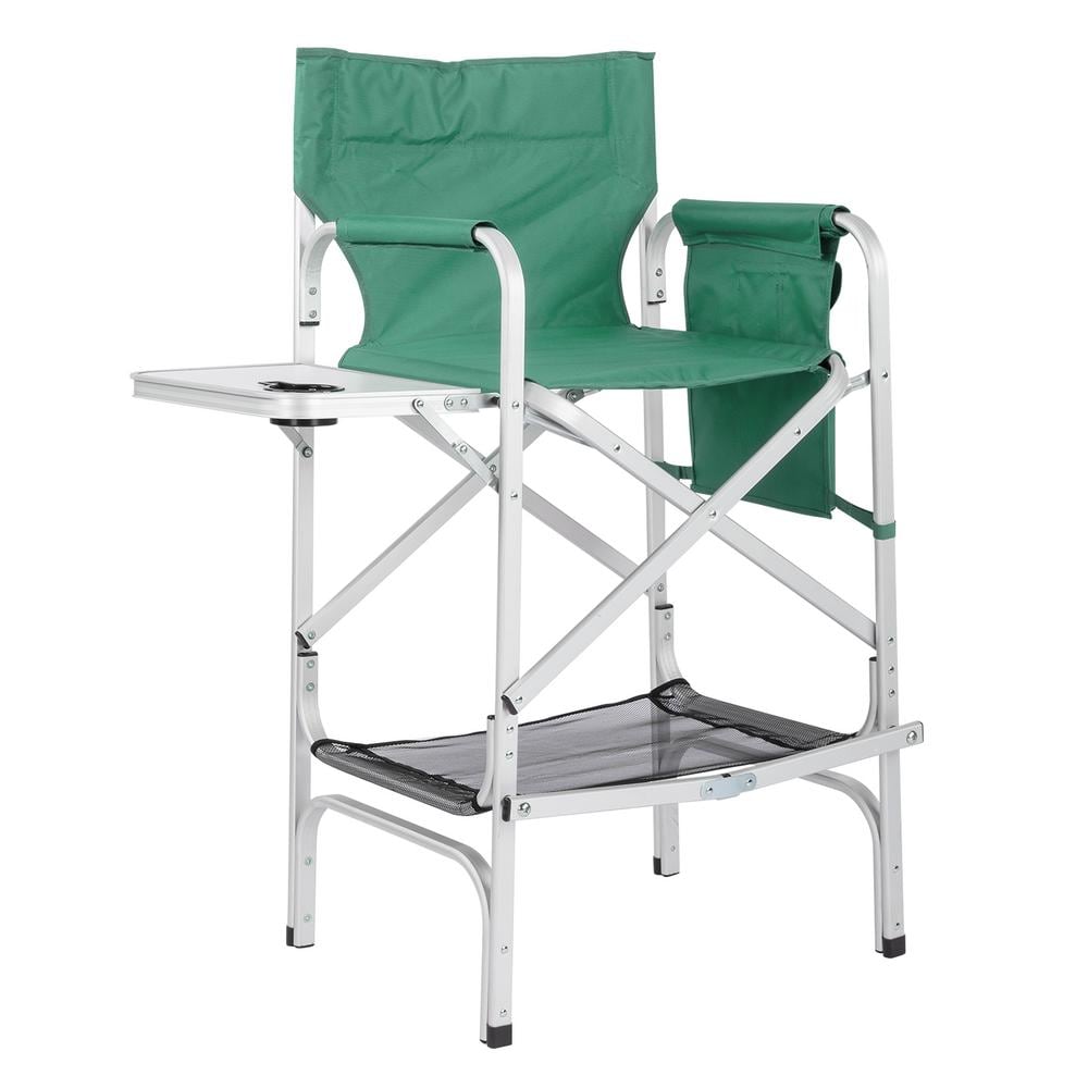 Gzxs Folding Directors Chair Outdoor Camping Chair Makeup Artist Chair with Side Table & Pockets, Green