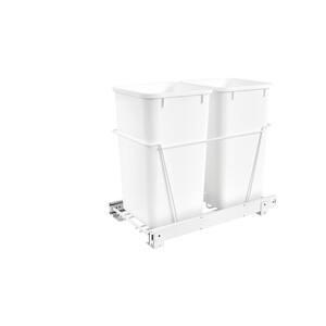 19.25 in. H x 11.81 in. W x 22.25 in. D Double 27 Qt. Pull-Out White Waste Containers with Full-Extension Slides