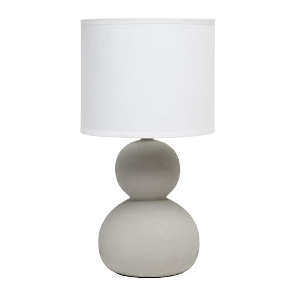 Photo 1 of 15.38 in. Taupe Stone Age Table Lamp, Box Packaging Damaged, Minor Use, Lamp Shade Bent as Shown inPictures