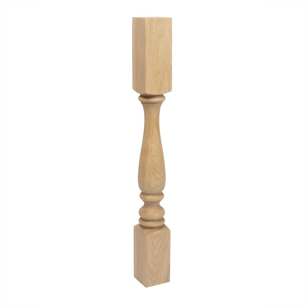 Unfinished Red Oak Full Round Kitchen Island Leg