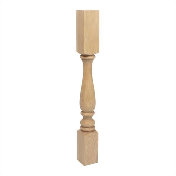 American Pro Decor 35-1/4 in. x 3-3/4 in. Unfinished North American Solid Red Oak Plain Full Round Kitchen Island Leg