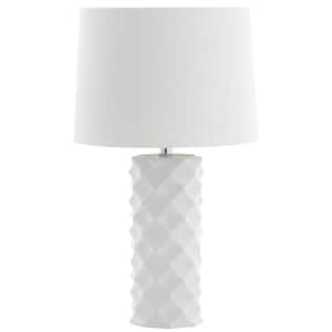 Belford 18.5 in. White Grooved Table Lamp with White Shade