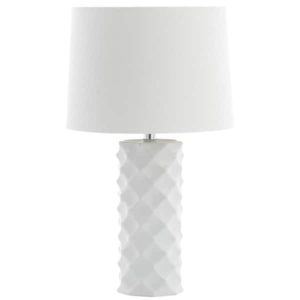 SAFAVIEH Belford 18.5 in. White Grooved Table Lamp with White Shade