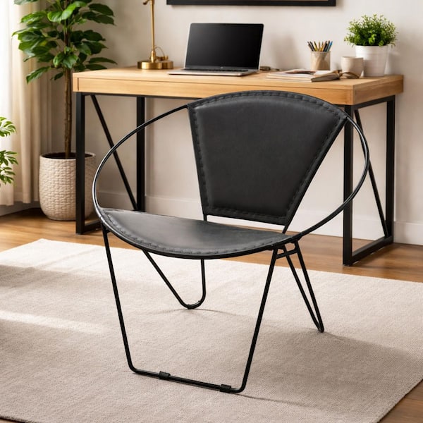 Black Leather Papasan Chair