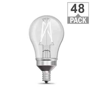 60-Watt Equivalent A15 Dim White Filament CEC Clear E26 E12 Candelabra LED Ceiling Fan Light Bulb Daylight 5000K 48-Pack