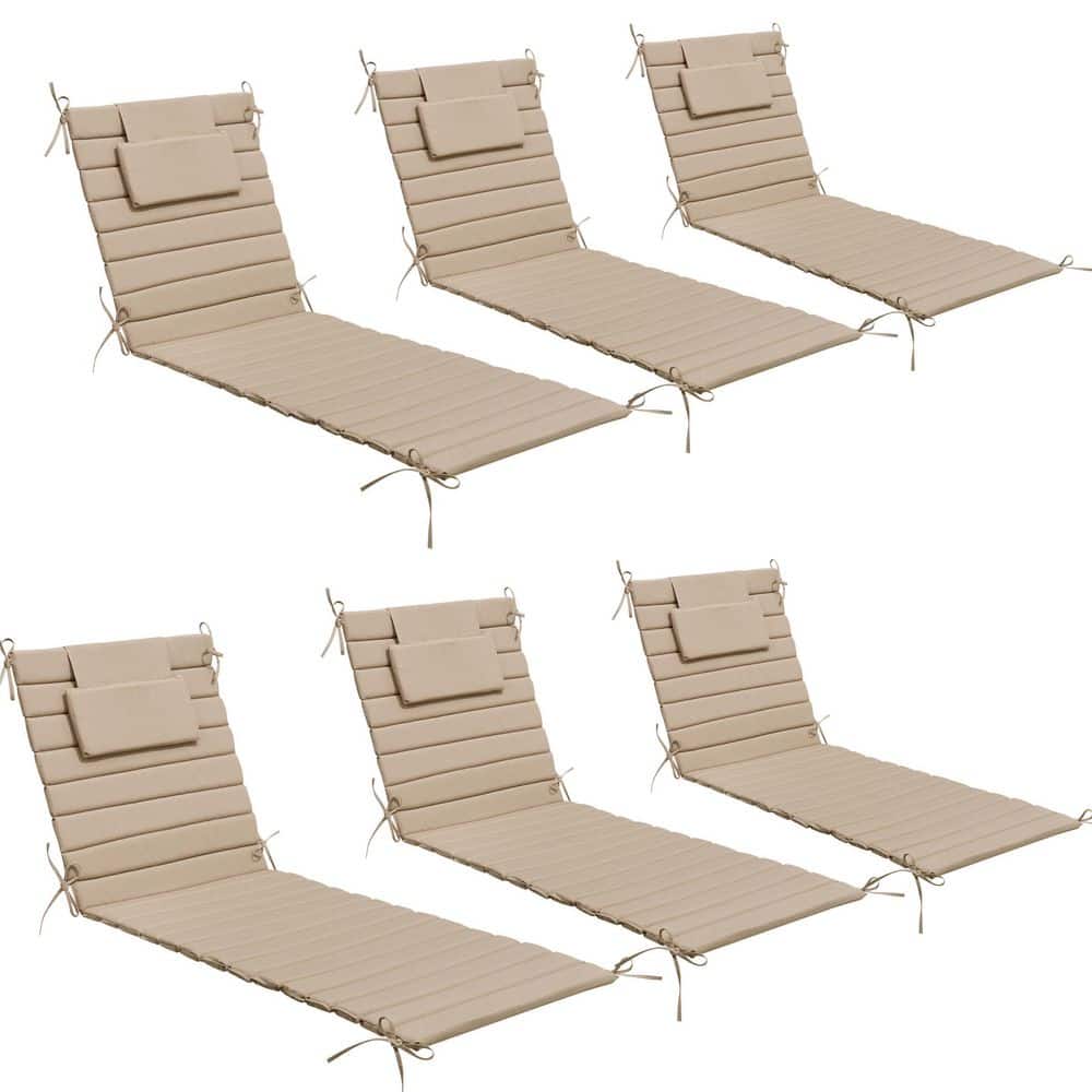 6 Pieces Rollable Patio Chaise Lounge Cushions in Beige 80 in. x 26 in. Replacement Outdoor Chair Cushions with Pillows price history on PriceWatchPro