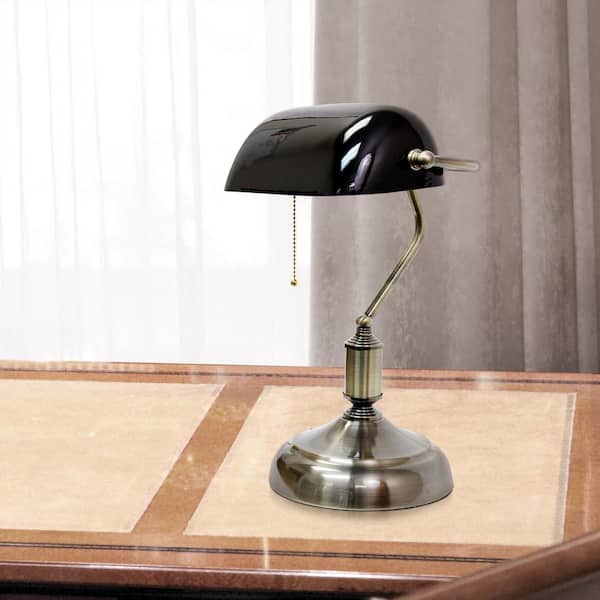 Simple Designs 14.75 in. Executive Banker's Desk Lamp with Black