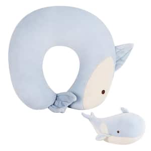 2-in-1 Cute and Convertible Kids Travel Neck Pillow and Toy Blue Whale