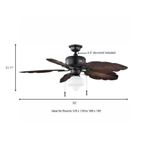 Hampton Bay Nassau 52 In Indoor Outdoor Led Gilded Iron Wet Rated Ceiling Fan With Light Kit And 5 Weather Resistant Blades 58020 - Ceiling Fans With Lights Ratings
