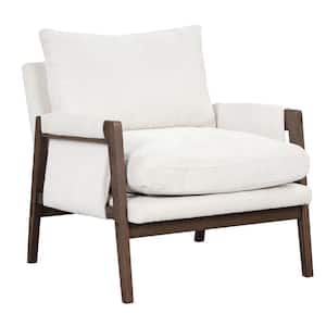TD Garden Solid Wood Modern Velvet Accent Lounge Chair Ergonomic Comfort With White Cushion