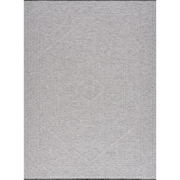 Tayse Rugs Alma Light Gray 8 ft. x 10 ft. Moroccan Machine Washable Indoor Area Rug