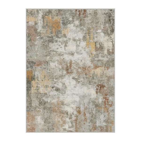 Shka Orange 9 ft. x 12 ft. Modern Abstract Area Rug