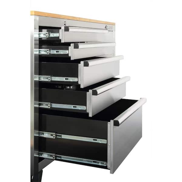 Husky 46 in. 5-Drawer Stainless Steel 1-Door Mobile Work Center