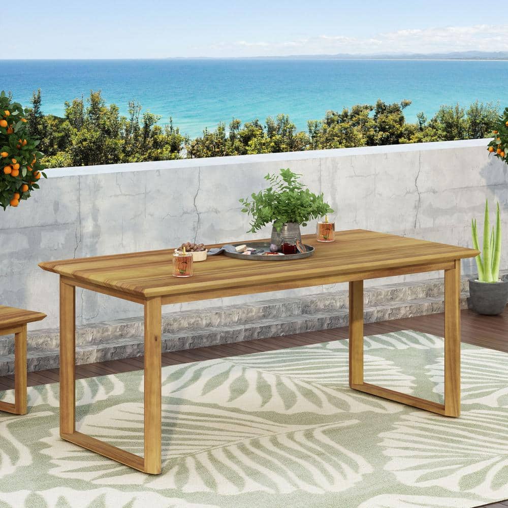 Acacia Wood Outdoor Rectangular Wooden Patio Dining Table for Patio, Garden