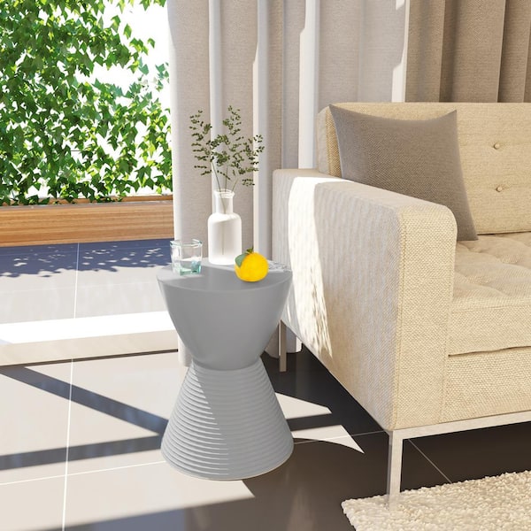 Boyd 11.75 in. W Light Grey Modern Round Plastic Accent Contemporary Lightweight Side End Table