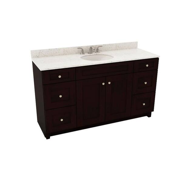 American Woodmark Reading 61 in. Vanity in Espresso with Silestone Quartz Vanity Top in Lyra and Oval White Sink