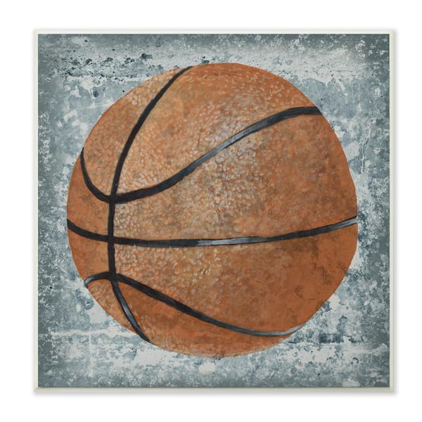 12 in. x 12 in." Grunge Sports Equipment Basketball" by Studio W Printed Wood Wall Art