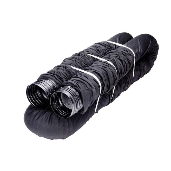 Amerimax Home Products FLEX Drain 4 in. x 25 ft. Black Copolymer Perforated Drain Pipe with Sock