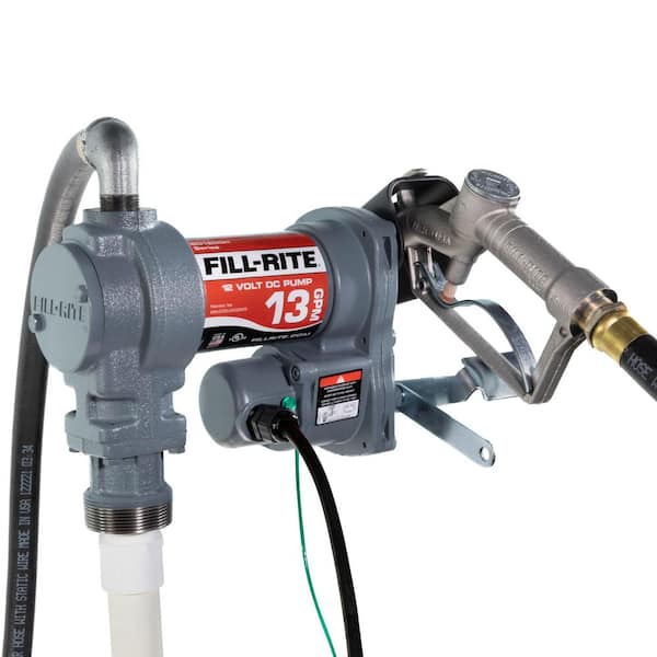 FILL-RITE 12-Volt 1/4 HP DC Fuel Transfer Utility Pump Hose Manual Nozzle and Suction Pipe
