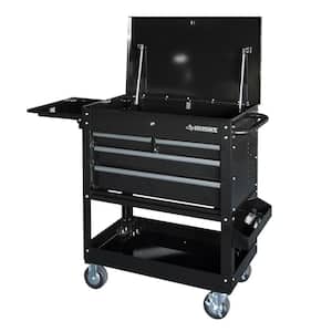 33 in 4-Drawer Mechanics Cart with Extended Side Table and Bottle Tray