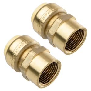 3/4 in. Push-Fit x 3/4 in. NPT Female Pipe Thread Brass Coupling (2-Pack)