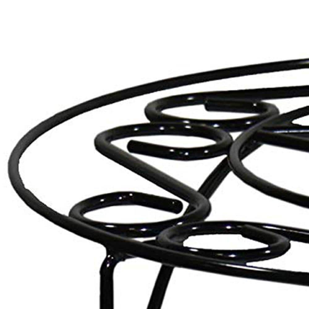 Glossy Black Round Metal Swirl Mosaic Plant Stand