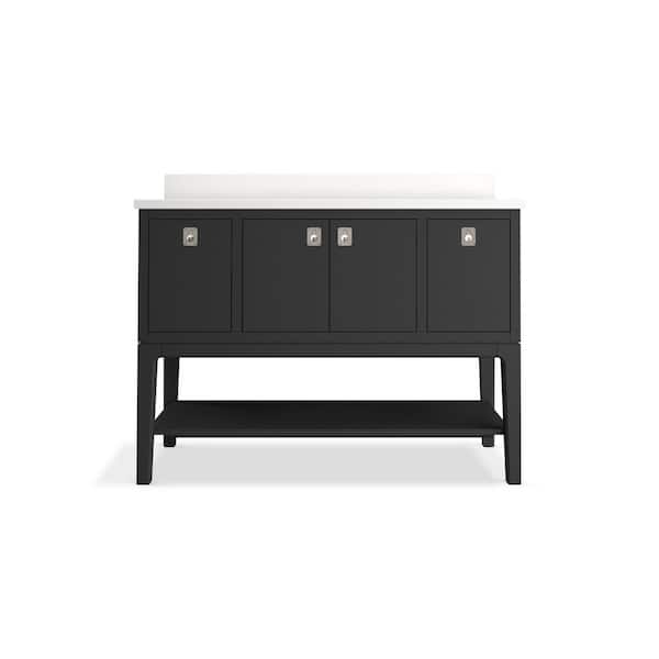 KOHLER Seagrove 49in. Single Sink Freestanding Ferrous Grey Bath Vanity with White Quartz Top Assembled