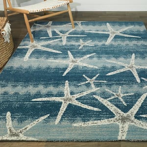 Martin Blue 9 ft. x 12 ft. Coastal Starfish Area Rug