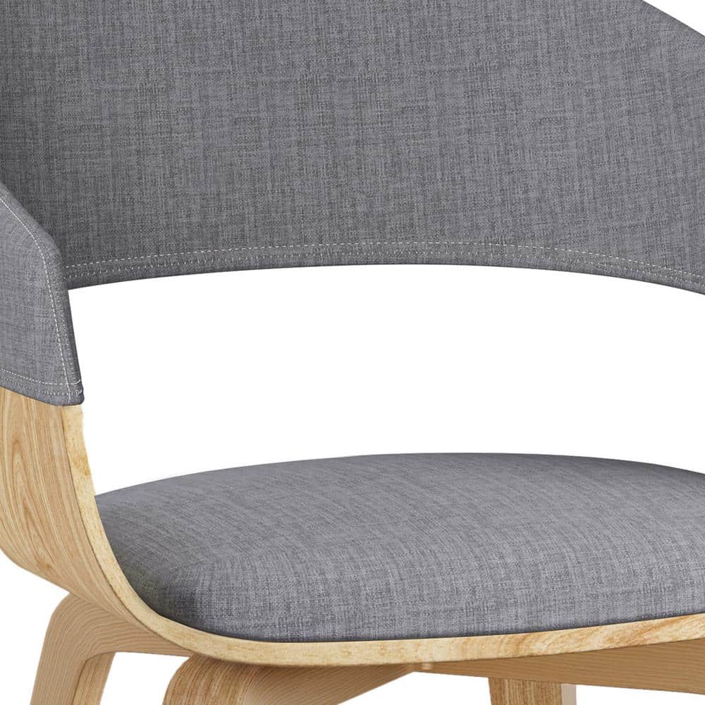 Elegant Light Grey Linen Upholstered Dining Chair with Light Wood Legs