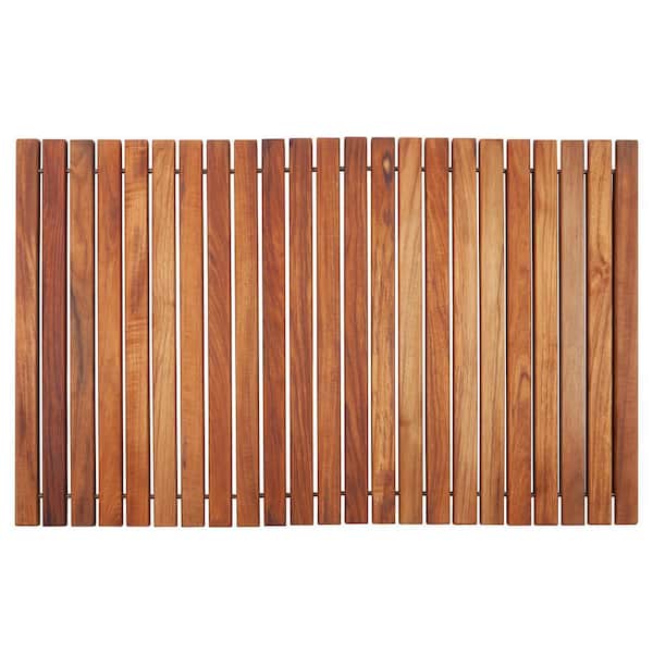 Oiled Brown Teak Indoor and Outdoor Shower/Bath String Mat 31.4 in. x 19.6 in.