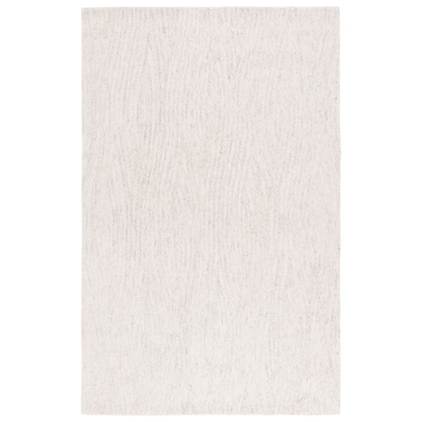 Harvest 9 ft. x 12 ft. Silver/Ivory Geometric Solid Color Area Rug