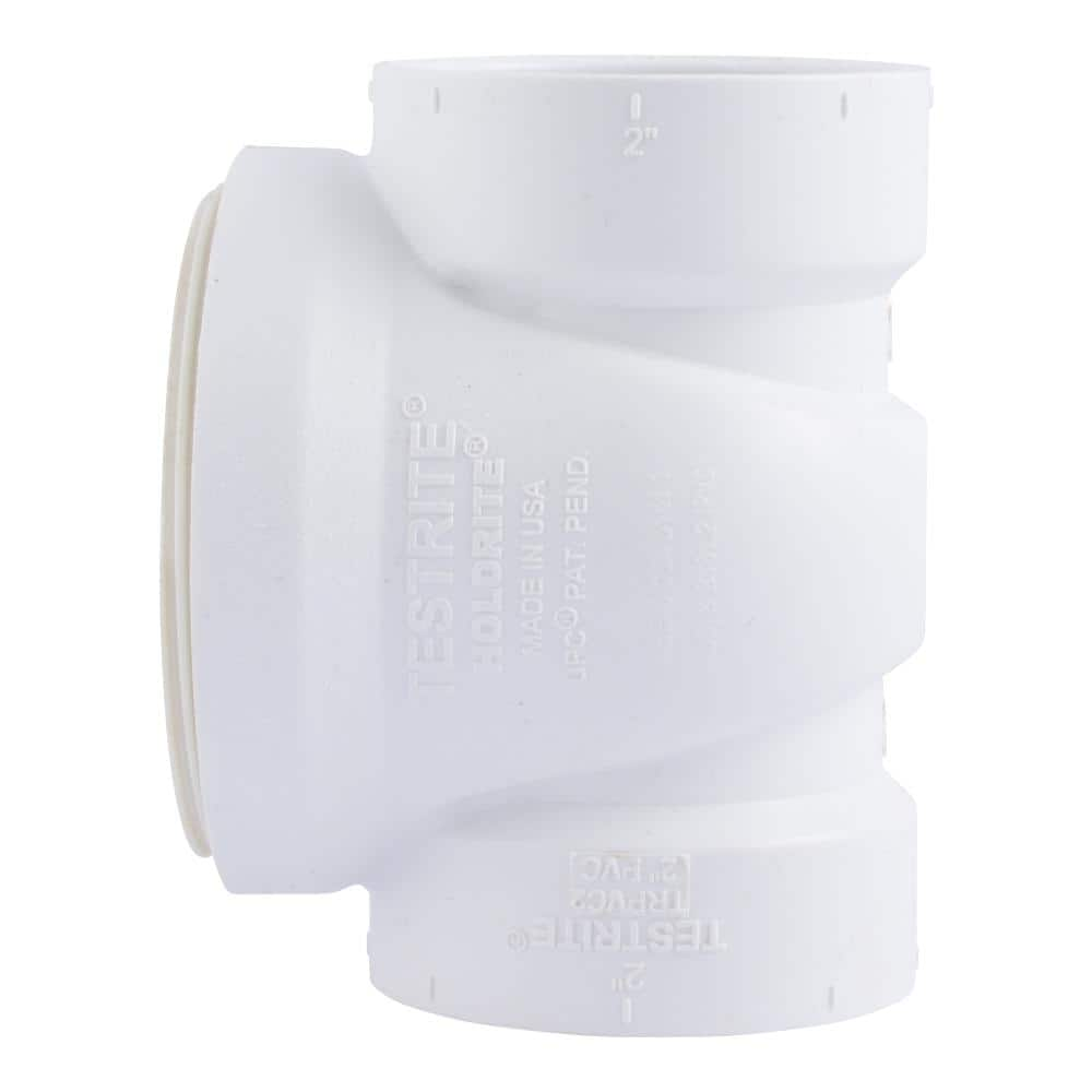 HOLDRITE Testrite 2 in. PVC Schedule 40 Hub Test Tee with Plug Fitting, White