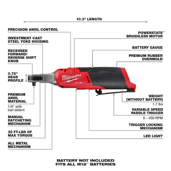 Milwaukee M12 12-Volt FUEL Lithium-Ion 1/4 in. High Speed Cordless Ratchet Kit with SAE + Metric Mechanics Tool Set (51-Piece)