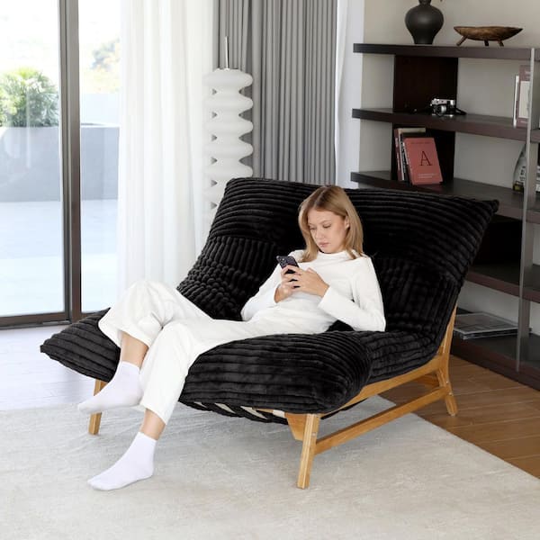 Brown Plush Cloud Velvet Oversized Accent Chair with Detachabke Cover, Deep Seat Cushion Armless Chaise Lounge