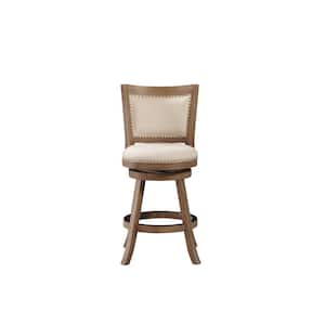 Melrose 24 in. Driftwood Wire-Brush Wood Frame Counter Height Bar Stool