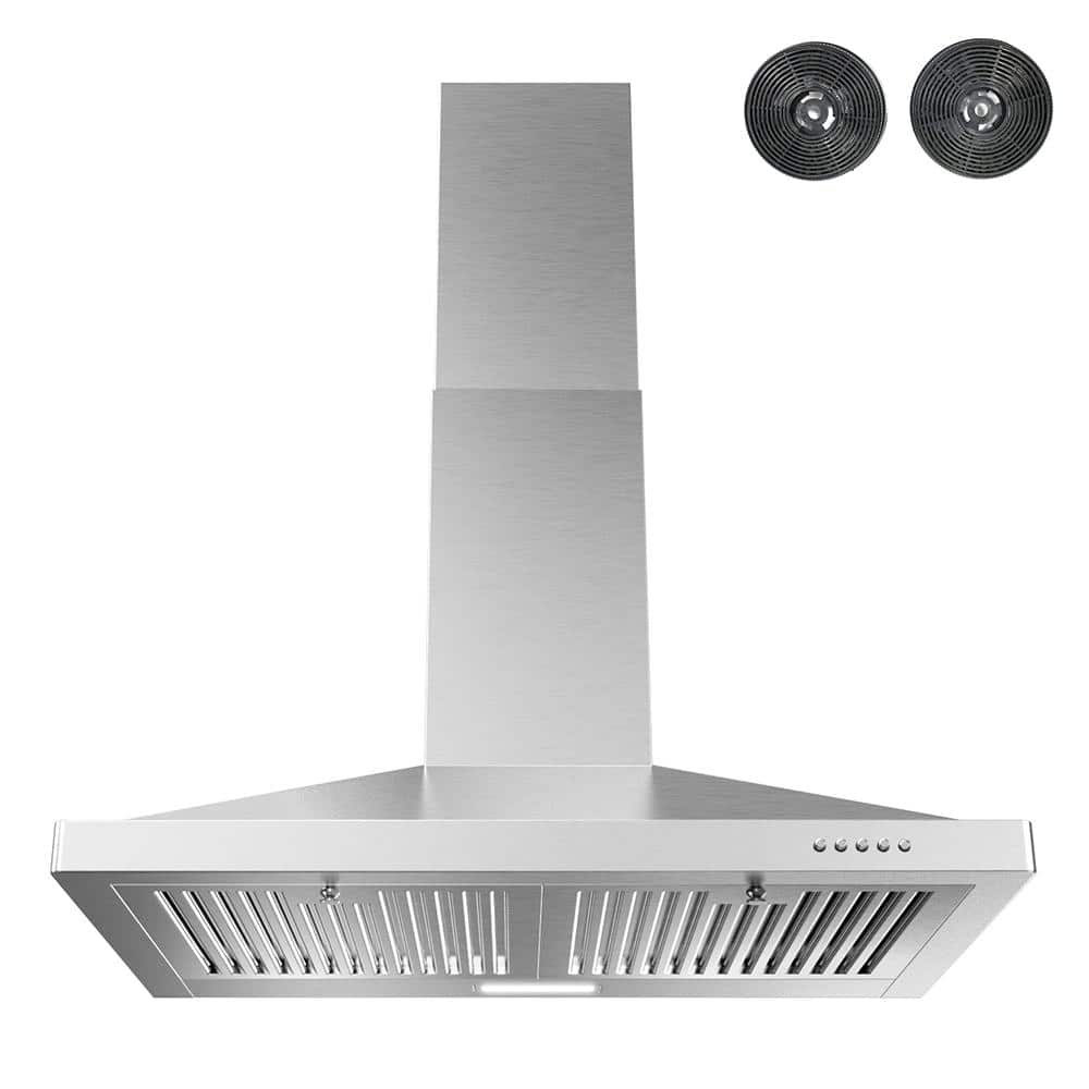 Cosmo 30 in. Ductless Wall Mount Range Hood in Stainless Steel with LED  Lighting and Carbon Filter Kit for Recirculating