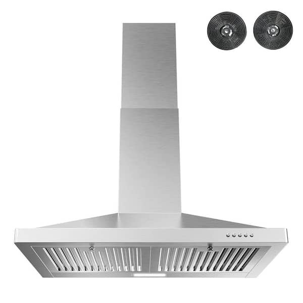 Streamline 30 in. Giacinto Ductless Wall Mount Range Hood in Brushed Stainless Steel,Baffle Filters, Push Button Control, LED Light
