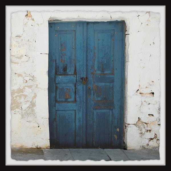 Unbranded "Blue Wooden Door" by Marmont Hill Framed Architecture Art Print 24 in. x 24 in.