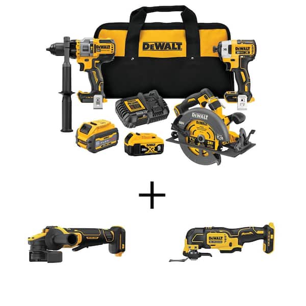 DEWALT 20V/60V MAX Lithium-Ion Cordless Combo Kit, 20V 4.5 - 5 in. Grinder, and 20V Oscillating Tool