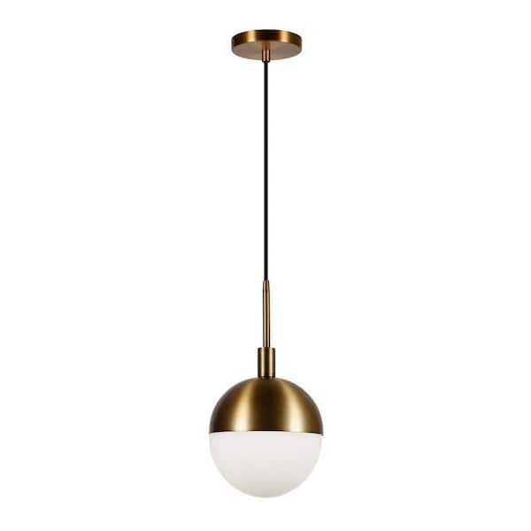 Meyer&Cross Orb 1-Light Small Globe Brass and Frosted Glass Pendant