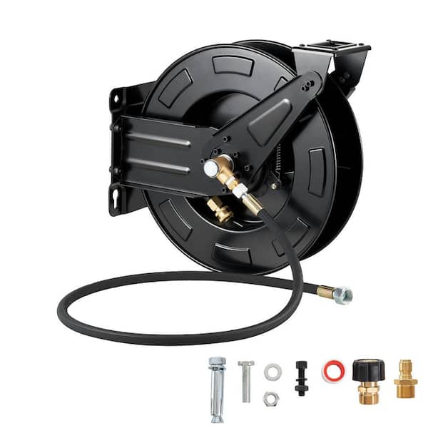 Pressure Washer Hose Reel 50 ft. x 3/8 in. Retractable Power Heavyduty Steel Washer Hose Reel 4000PSI Max 2025 Update