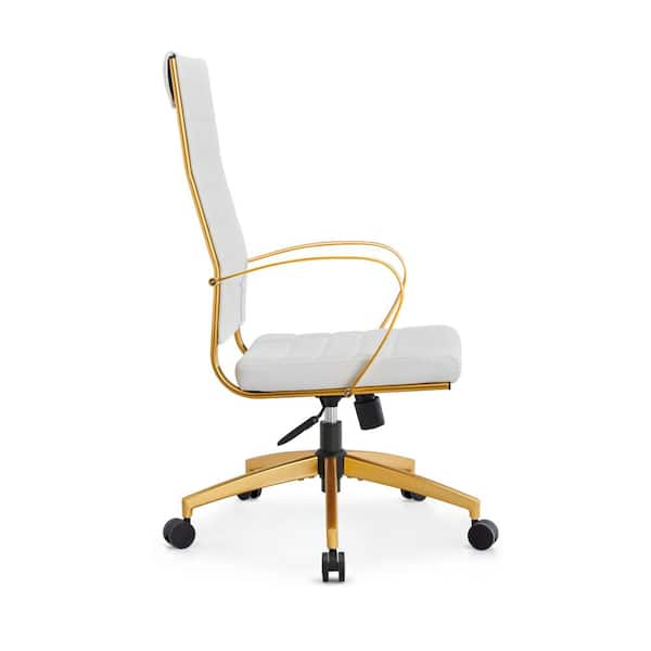 White and gold best sale office chair with arms