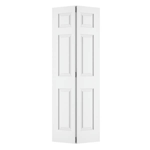 30 in. x 78.4 in. 3-Panel Hollow Core White Primed Molded Composite MDF Closet Bi-Fold Door with Hardware Kit