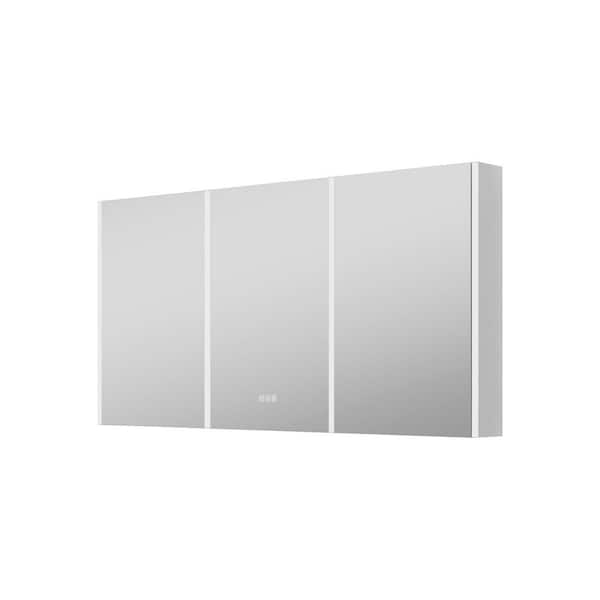 60 in. W x 30 in. H Rectangular Aluminum LED Dimmable Medicine Cabinet with Mirror, with Motion Sensor, USB and Outlet