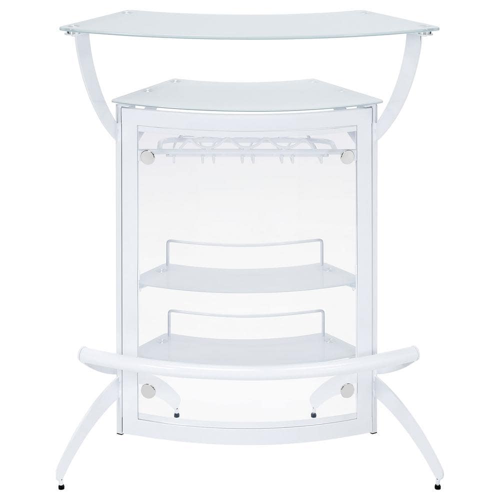 White Acrylic and Glass Half Circle Home Bar