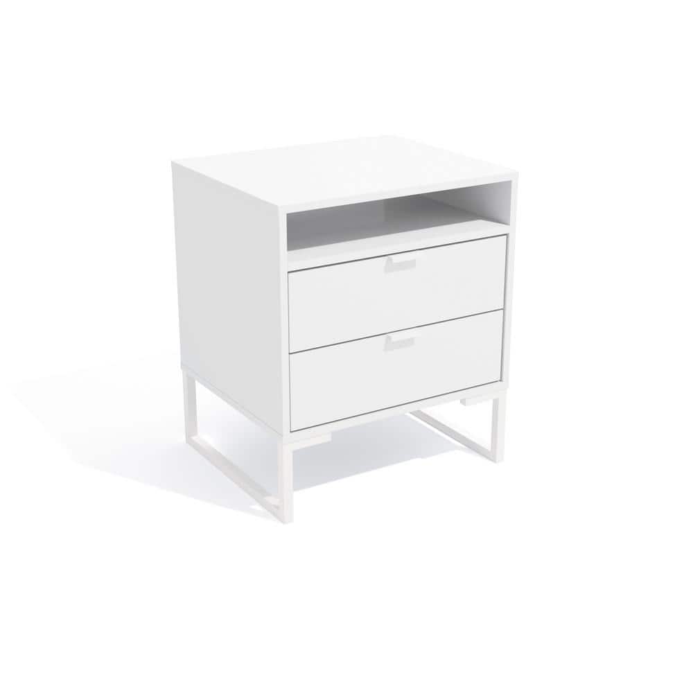 Meridian 2-Drawer Nightstand with Niche in White - 24.4 in. H x 21.25 in. W
