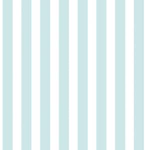 Tiny Tots 2 Turquoise/White Matte Traditional Regency Stripe Design Non-Pasted Non-Woven Paper Wallpaper Roll