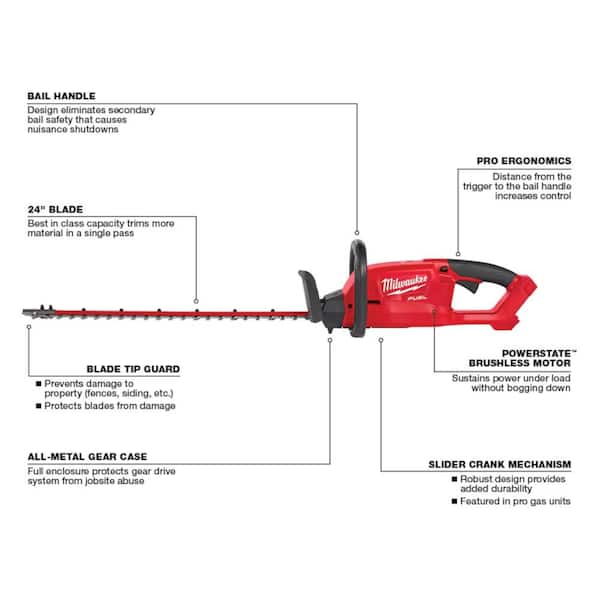 Milwaukee M18 FUEL 24 in. 18V Lithium-Ion Brushless Cordless Hedge