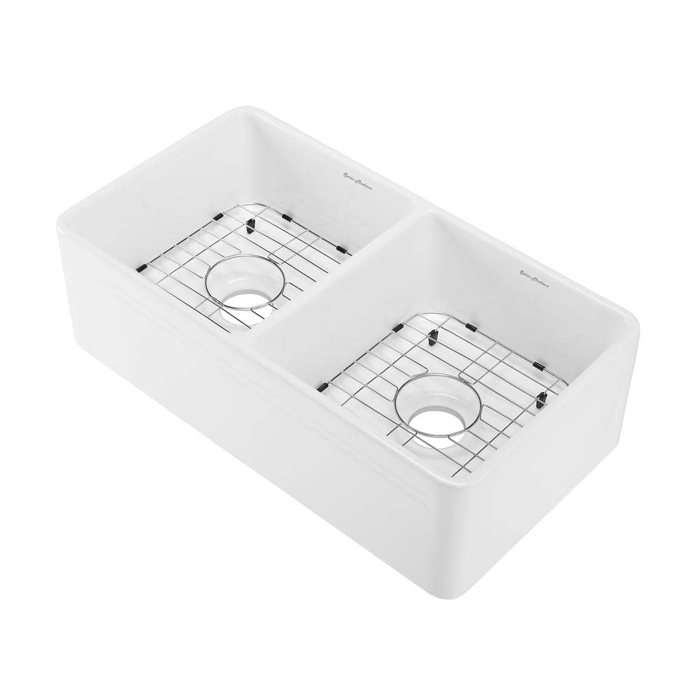 Delice Duo Glossy White Ceramic Farmhouse Sink