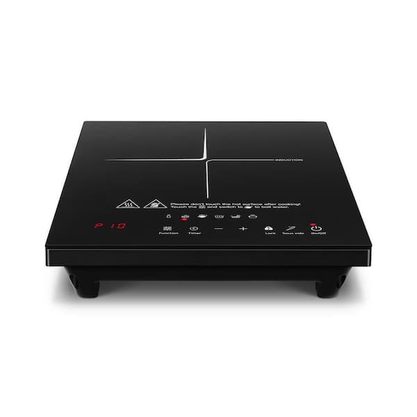 11 in. Single Induction Cooktop with Safety Lock, 4H Timer, Electric Induction Glass Top Hob for Boil, Stir-Fry, Black